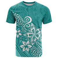 Polynesia T Shirt Plumeria Teal Curves LT7 Teal - Polynesian Pride