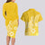 Polynesia Couples Matching Long Sleeve Bodycon Dress and Hawaiian Shirt Plumeria Yellow Curves LT7 - Polynesian Pride