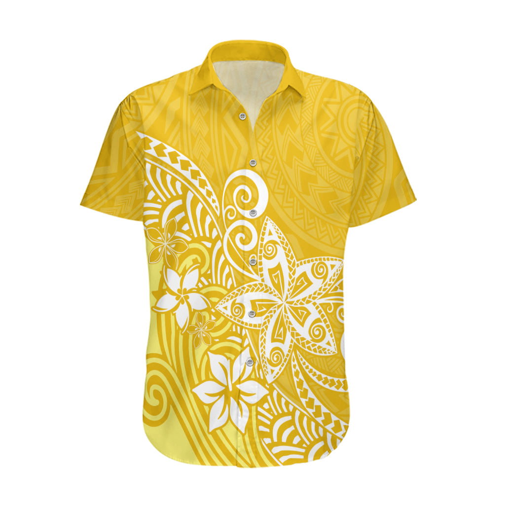 Polynesia Hawaiian Shirt Plumeria Yellow Curves LT7 Yellow - Polynesian Pride