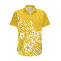 Polynesia Hawaiian Shirt Plumeria Yellow Curves LT7 Yellow - Polynesian Pride