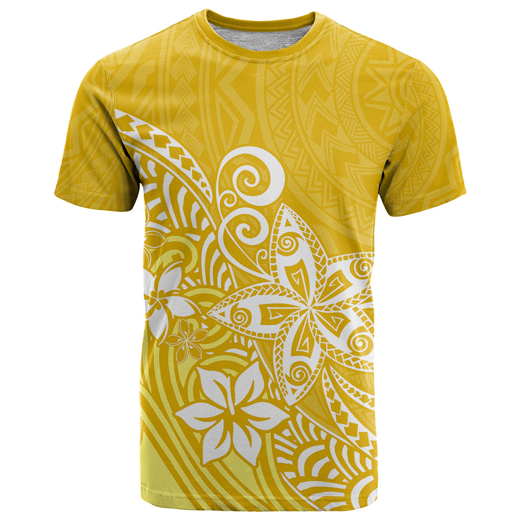 Polynesia T Shirt Plumeria Yellow Curves LT7 Yellow - Polynesian Pride