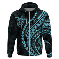 Polynesian Pride Hoodie Turtle Hibiscus Luxury Style - Aquamarine LT7 - Polynesian Pride