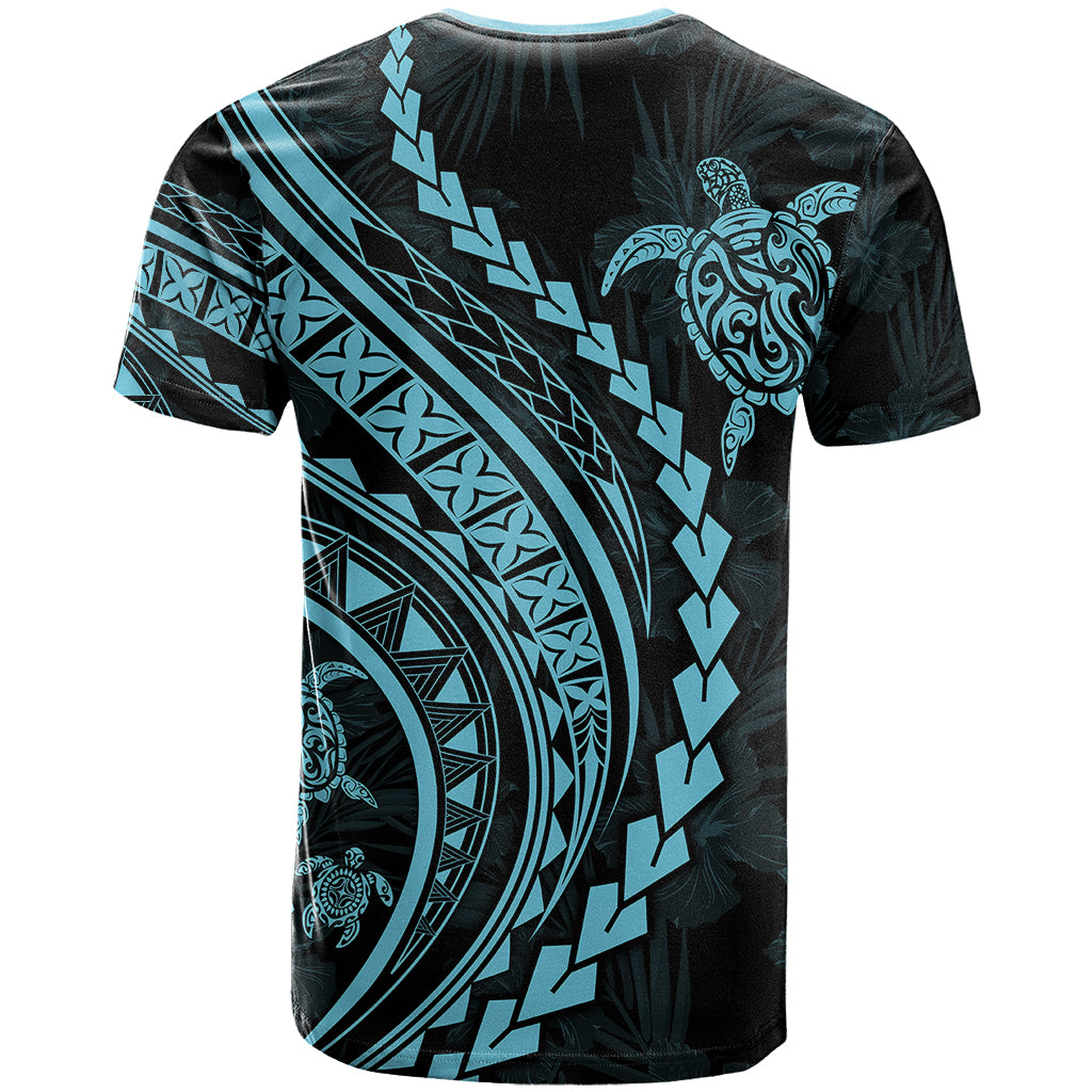 Polynesian Pride T Shirt Turtle Hibiscus Luxury Style - Aquamarine LT7 - Polynesian Pride