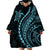 Polynesian Pride Wearable Blanket Hoodie Turtle Hibiscus Luxury Style - Aquamarine LT7 - Polynesian Pride