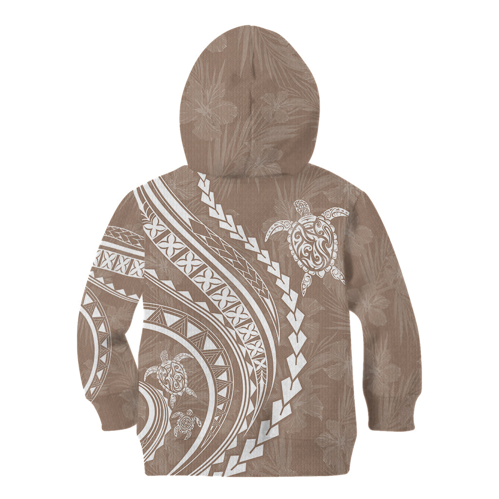 Polynesian Pride Kid Hoodie Turtle Hibiscus Luxury Style - Beige LT7 - Polynesian Pride