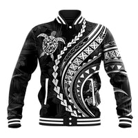 Polynesian Pride Baseball Jacket Turtle Hibiscus Luxury Style - Black LT7 Unisex Black - Polynesian Pride