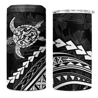 Polynesian Pride 4 in 1 Can Cooler Tumbler Turtle Hibiscus Luxury Style - Black