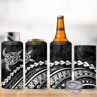 Polynesian Pride 4 in 1 Can Cooler Tumbler Turtle Hibiscus Luxury Style - Black