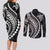 Polynesian Pride Couples Matching Long Sleeve Bodycon Dress and Long Sleeve Button Shirts Turtle Hibiscus Luxury Style - Black LT7 - Polynesian Pride