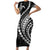 Polynesian Pride Short Sleeve Bodycon Dress Turtle Hibiscus Luxury Style - Black LT7 Long Dress Black - Polynesian Pride