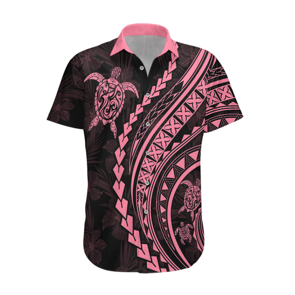 Polynesian Pride Hawaiian Shirt Turtle Hibiscus Luxury Style - Carnation Pink LT7 Carnation Pink - Polynesian Pride