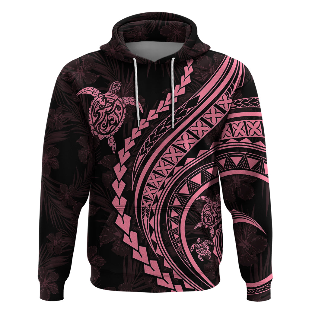 Polynesian Pride Hoodie Turtle Hibiscus Luxury Style - Carnation Pink LT7 Carnation Pink - Polynesian Pride