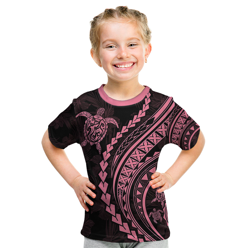 Polynesian Pride Kid T Shirt Turtle Hibiscus Luxury Style - Carnation Pink LT7 Carnation Pink - Polynesian Pride