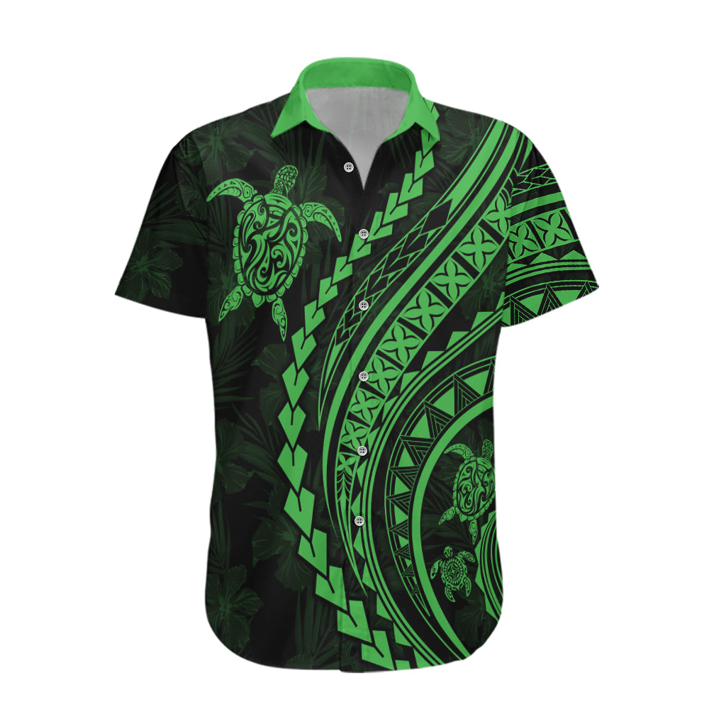 Polynesian Pride Hawaiian Shirt Turtle Hibiscus Luxury Style - Green LT7 Green - Polynesian Pride