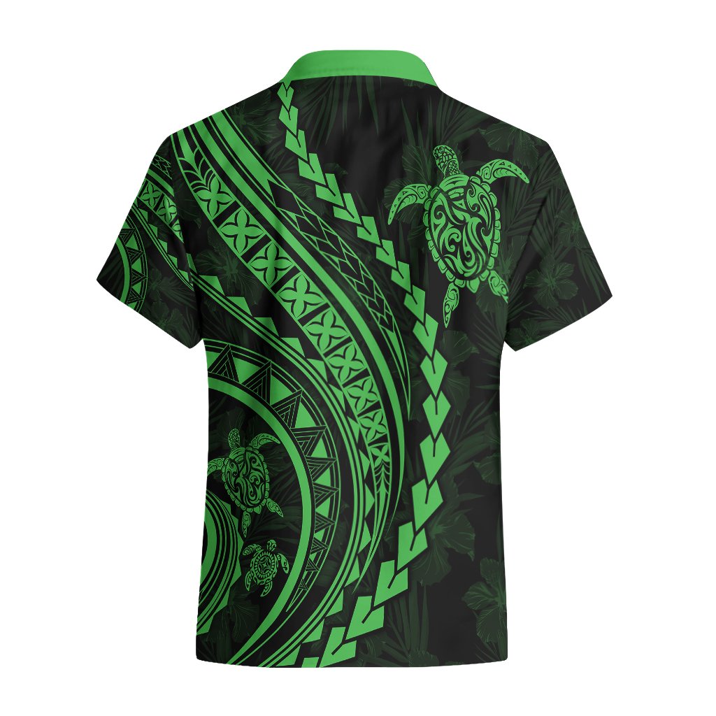 Polynesian Pride Hawaiian Shirt Turtle Hibiscus Luxury Style - Green LT7 - Polynesian Pride