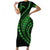 Polynesian Pride Short Sleeve Bodycon Dress Turtle Hibiscus Luxury Style - Green LT7 Long Dress Green - Polynesian Pride