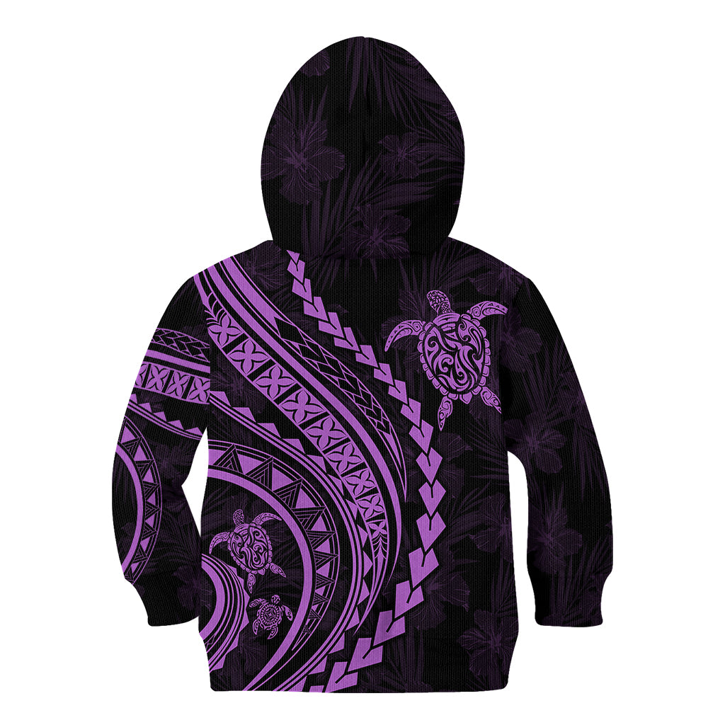 Polynesian Pride Kid Hoodie Turtle Hibiscus Luxury Style - Lilac LT7 - Polynesian Pride