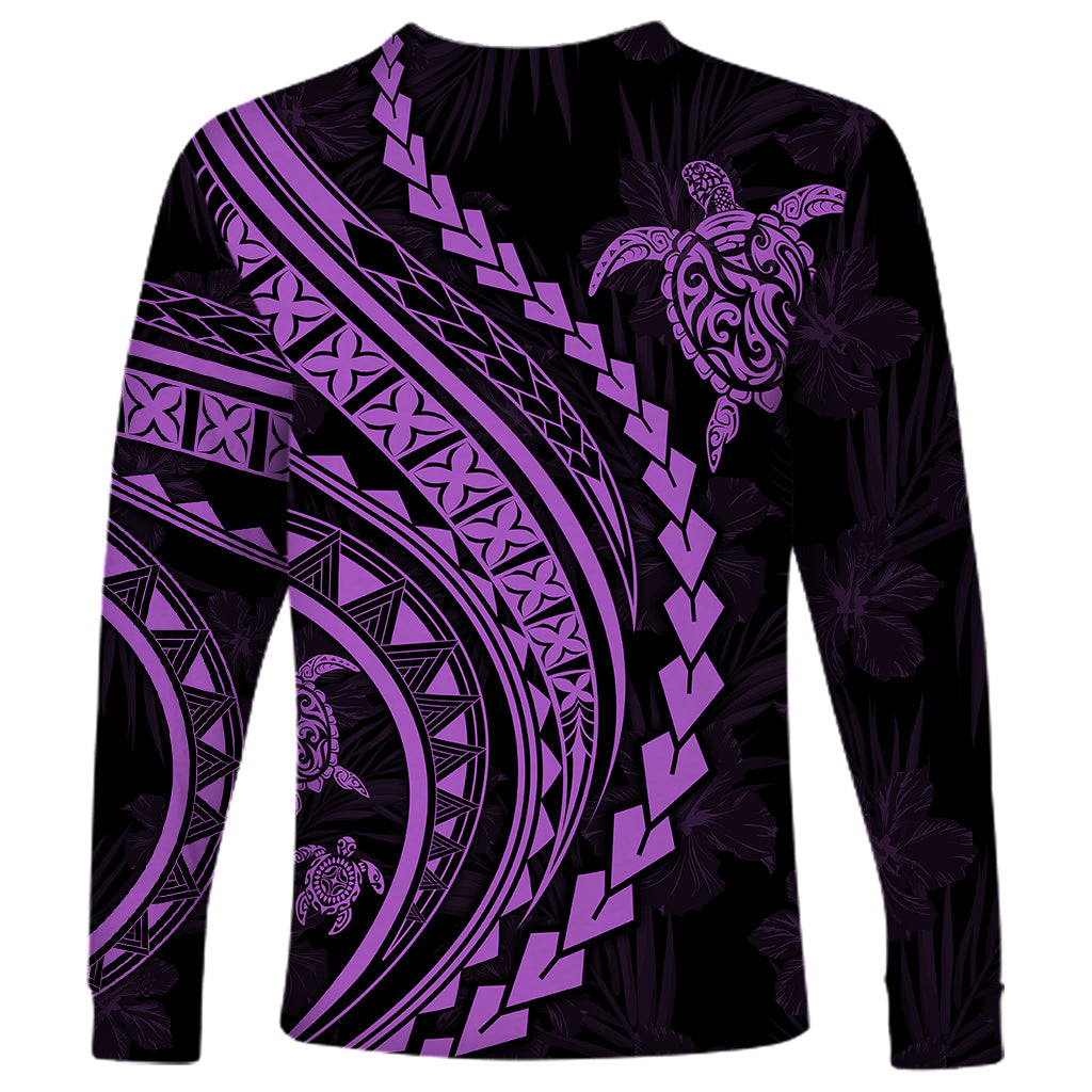 Polynesian Pride Long Sleeve Shirt Turtle Hibiscus Luxury Style - Lilac LT7 - Polynesian Pride