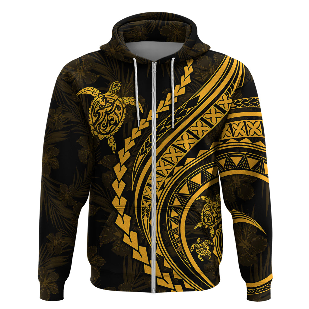 Polynesian Pride Hoodie Turtle Hibiscus Luxury Style - Merigold LT7 - Polynesian Pride