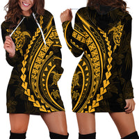 Polynesian Pride Hoodie Dress Turtle Hibiscus Luxury Style - Merigold LT7 - Polynesian Pride