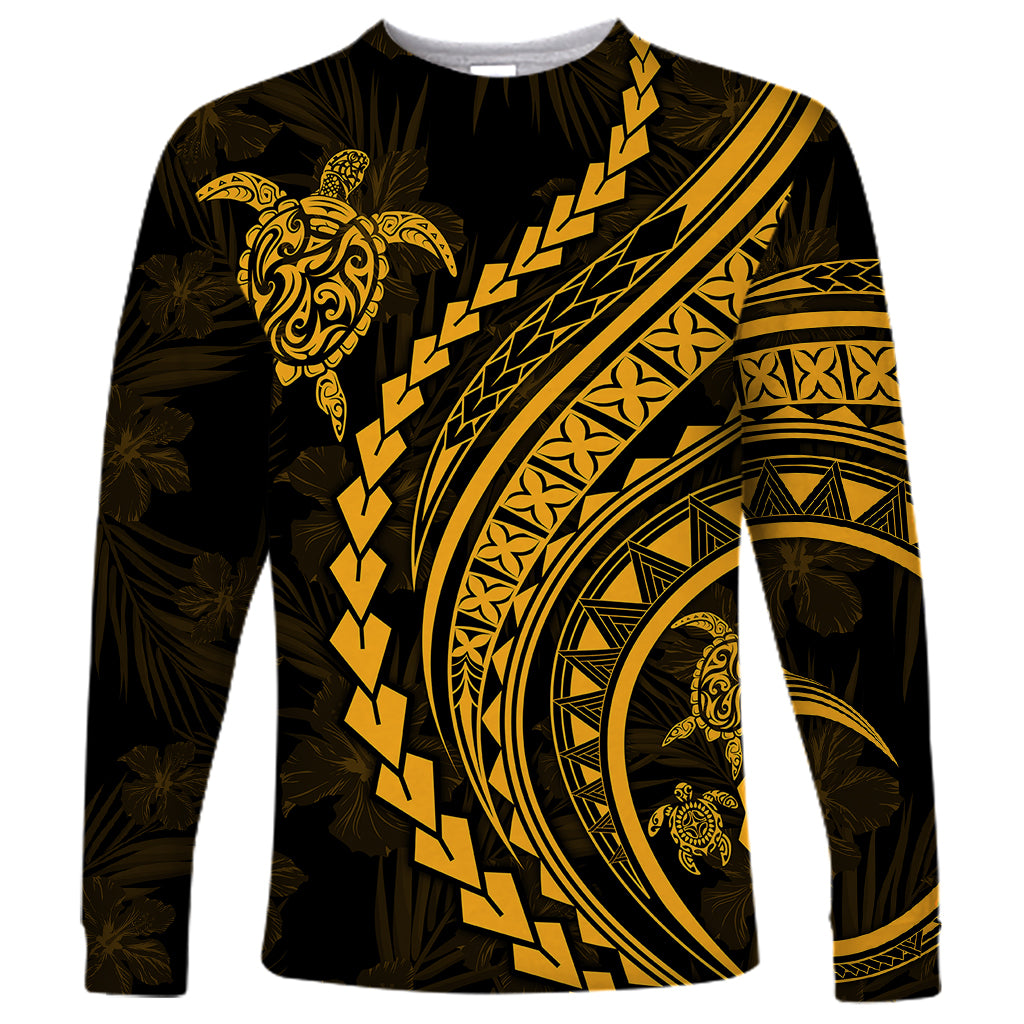 Polynesian Pride Long Sleeve Shirt Turtle Hibiscus Luxury Style - Merigold LT7 Unisex Merigold - Polynesian Pride