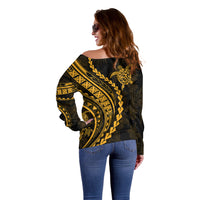Polynesian Pride Off Shoulder Sweater Turtle Hibiscus Luxury Style - Merigold LT7 - Polynesian Pride