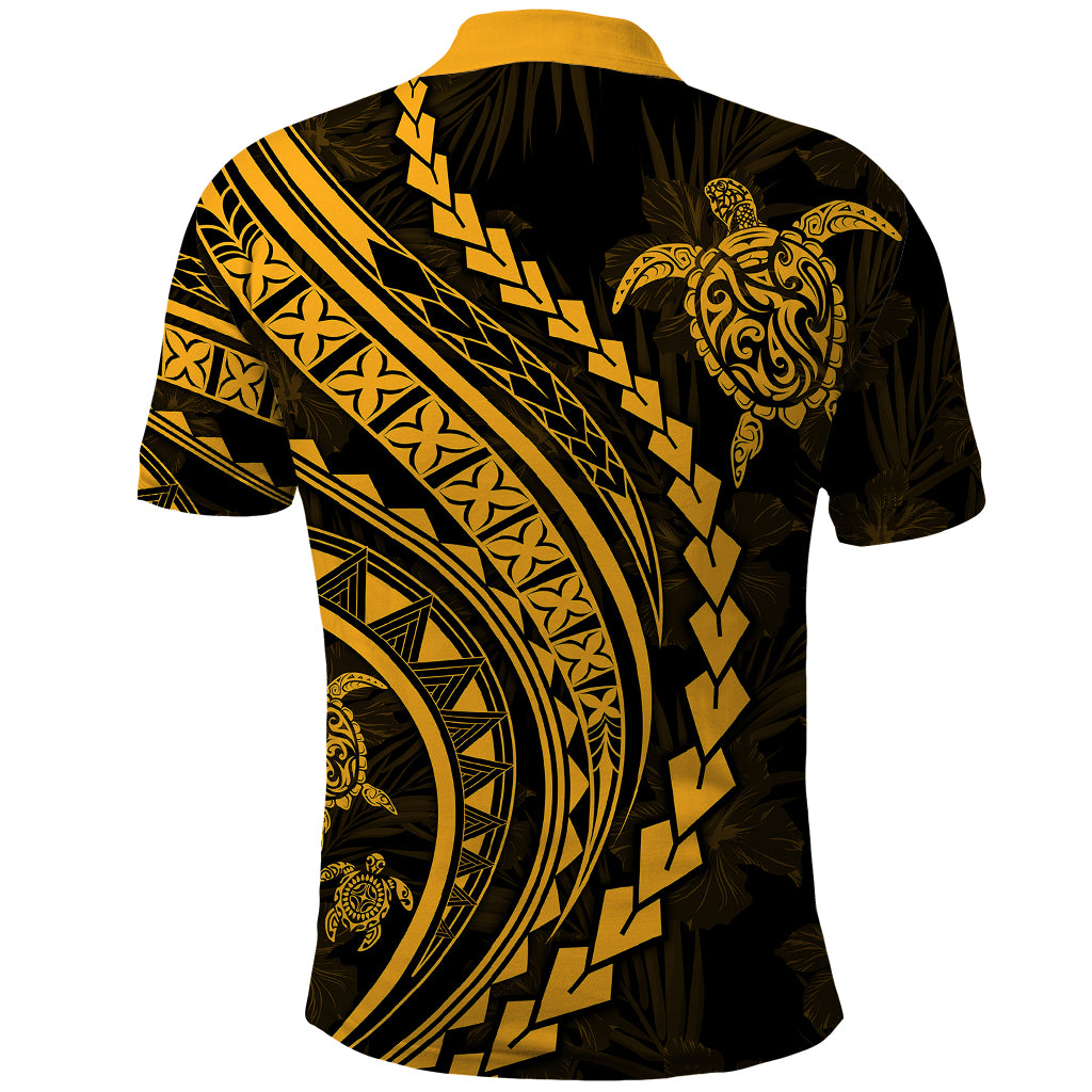 Polynesian Pride Polo Shirt Turtle Hibiscus Luxury Style - Merigold LT7 - Polynesian Pride