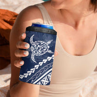 Polynesian Pride 4 in 1 Can Cooler Tumbler Turtle Hibiscus Luxury Style - Navy