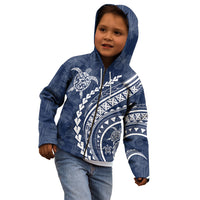 Polynesian Pride Kid Hoodie Turtle Hibiscus Luxury Style - Navy LT7 - Polynesian Pride