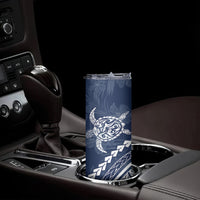 Polynesian Pride Skinny Tumbler Turtle Hibiscus Luxury Style - Navy