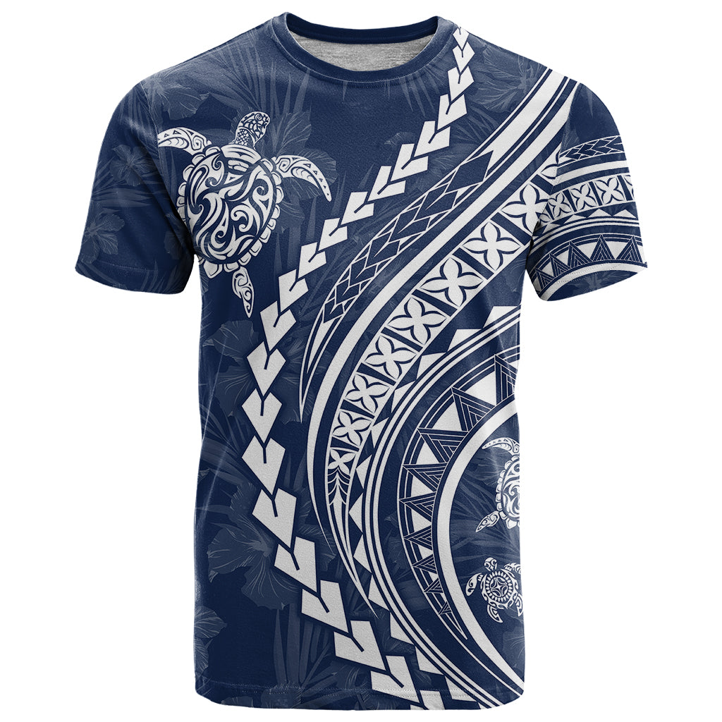 Polynesian Pride T Shirt Turtle Hibiscus Luxury Style - Navy LT7 Navy - Polynesian Pride