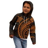 Polynesian Pride Kid Hoodie Turtle Hibiscus Luxury Style - Orange LT7 - Polynesian Pride