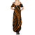 Polynesian Pride Summer Maxi Dress Turtle Hibiscus Luxury Style - Orange LT7 - Polynesian Pride