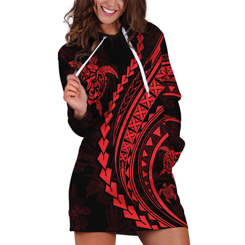 Polynesian Pride Hoodie Dress Turtle Hibiscus Luxury Style - Rose LT7 Rose - Polynesian Pride