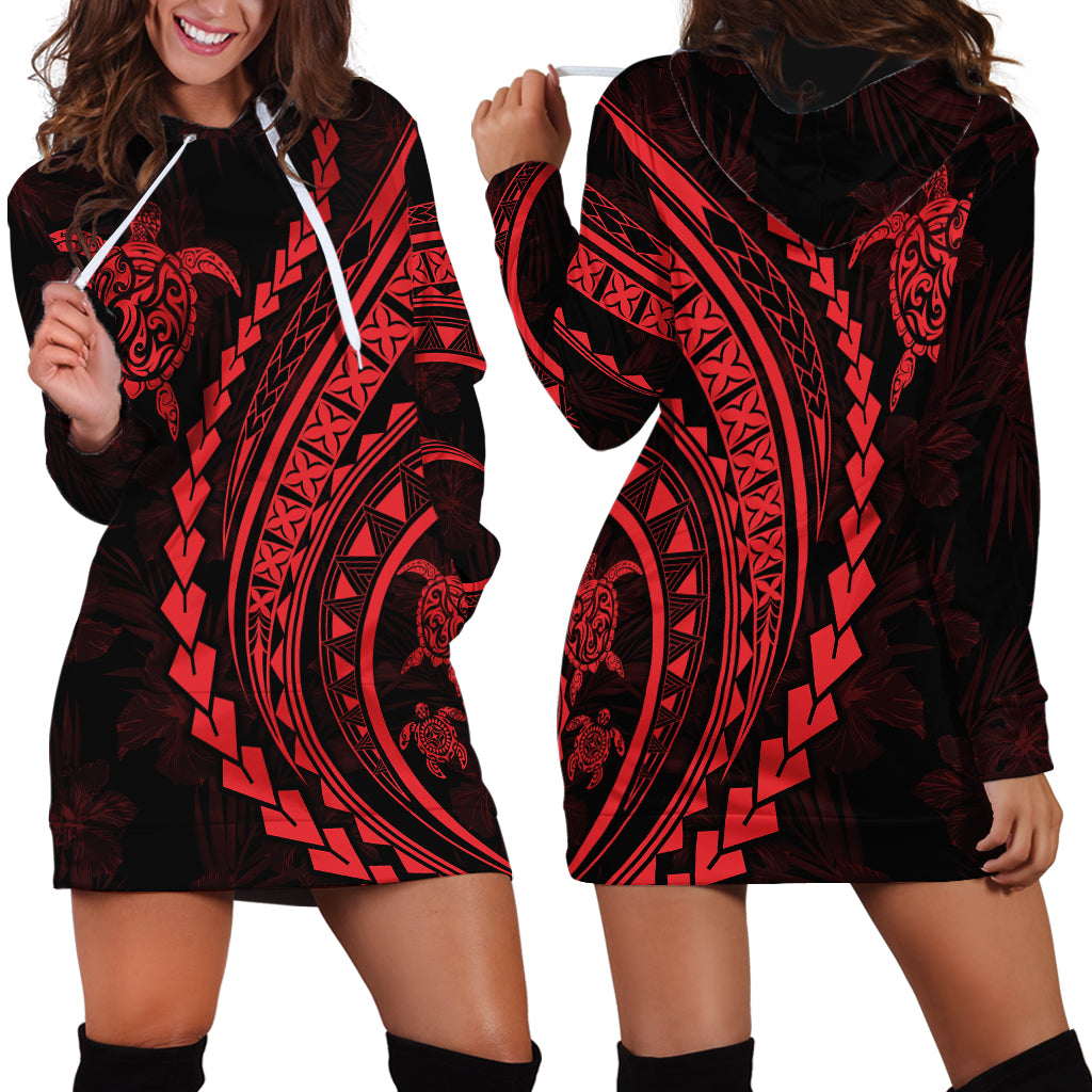 Polynesian Pride Hoodie Dress Turtle Hibiscus Luxury Style - Rose LT7 - Polynesian Pride