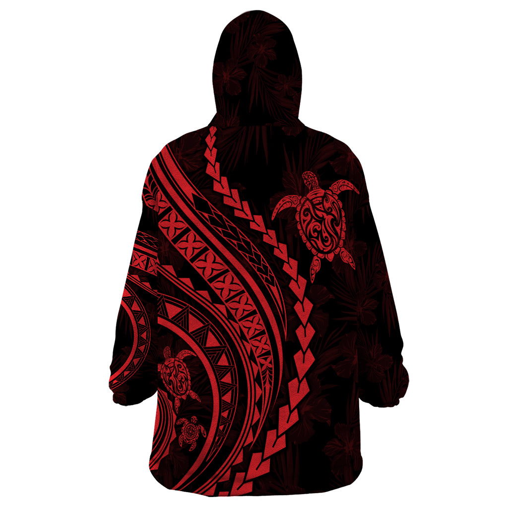 Polynesian Pride Wearable Blanket Hoodie Turtle Hibiscus Luxury Style - Rose LT7 - Polynesian Pride