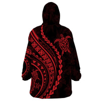 Polynesian Pride Wearable Blanket Hoodie Turtle Hibiscus Luxury Style - Rose LT7 - Polynesian Pride