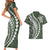 Polynesian Pride Couples Matching Short Sleeve Bodycon Dress and Hawaiian Shirt Turtle Hibiscus Luxury Style - Sage LT7 - Polynesian Pride