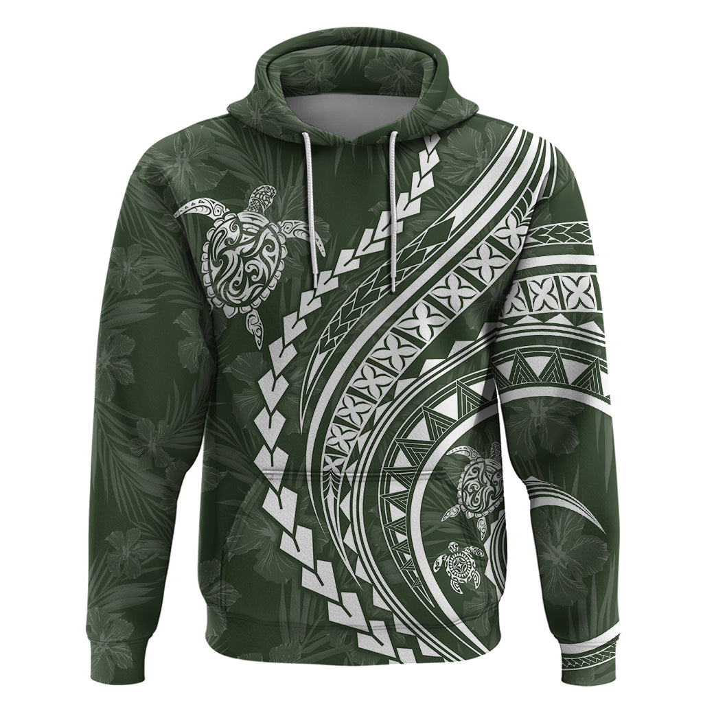 Polynesian Pride Hoodie Turtle Hibiscus Luxury Style - Sage LT7 Sage - Polynesian Pride