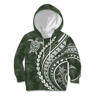 Polynesian Pride Kid Hoodie Turtle Hibiscus Luxury Style - Sage LT7 Hoodie Sage - Polynesian Pride
