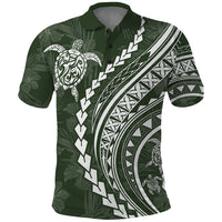 Polynesian Pride Polo Shirt Turtle Hibiscus Luxury Style - Sage LT7 Sage - Polynesian Pride