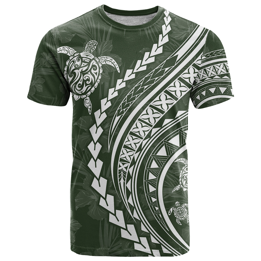 Polynesian Pride T Shirt Turtle Hibiscus Luxury Style - Sage LT7 Sage - Polynesian Pride