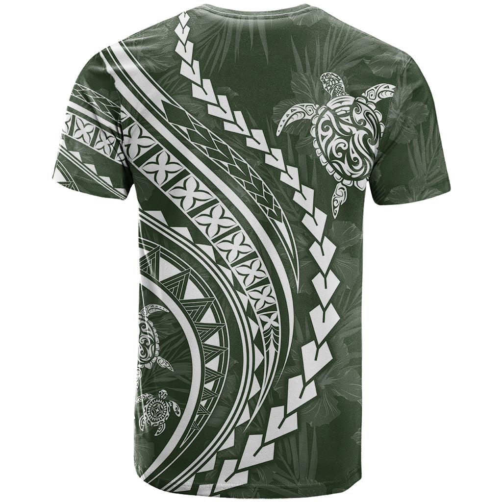 Polynesian Pride T Shirt Turtle Hibiscus Luxury Style - Sage LT7 - Polynesian Pride