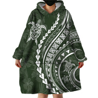 Polynesian Pride Wearable Blanket Hoodie Turtle Hibiscus Luxury Style - Sage LT7 - Polynesian Pride