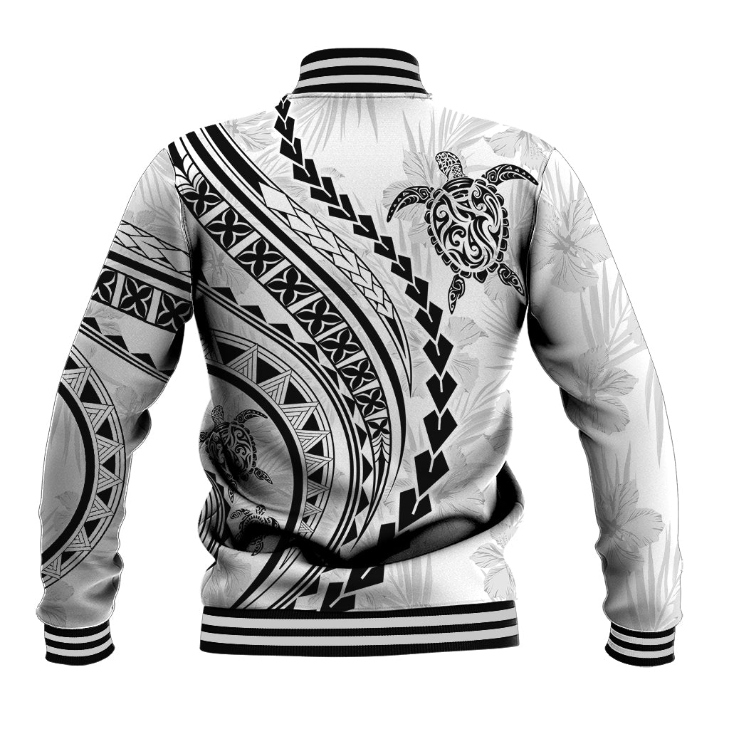Polynesian Pride Baseball Jacket Turtle Hibiscus Luxury Style - White LT7 - Polynesian Pride