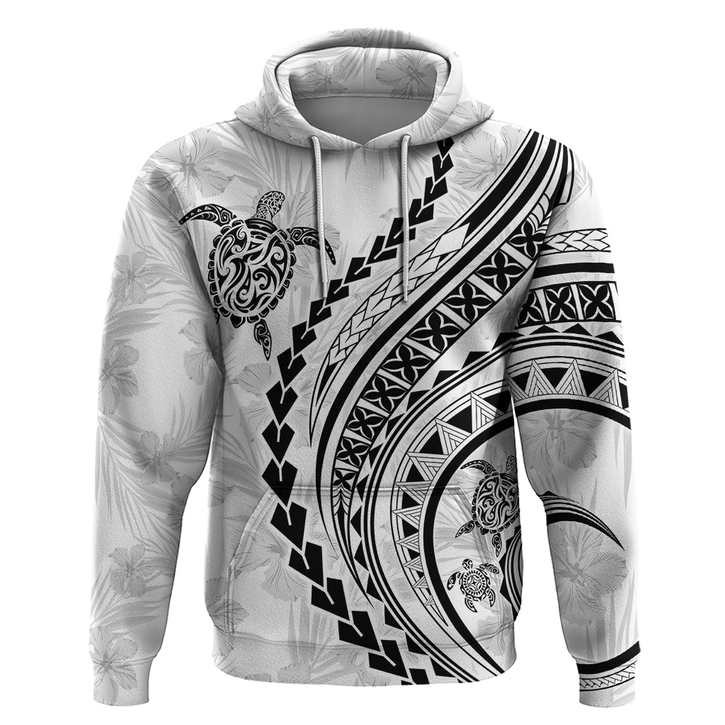 Polynesian Pride Hoodie Turtle Hibiscus Luxury Style - White LT7 White - Polynesian Pride