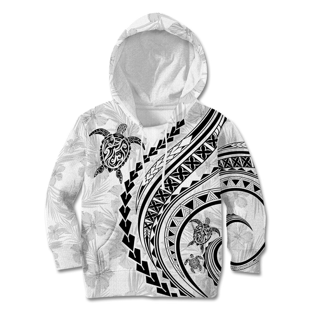 Polynesian Pride Kid Hoodie Turtle Hibiscus Luxury Style - White LT7 Hoodie White - Polynesian Pride