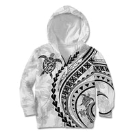 Polynesian Pride Kid Hoodie Turtle Hibiscus Luxury Style - White LT7 Zip Hoodie White - Polynesian Pride
