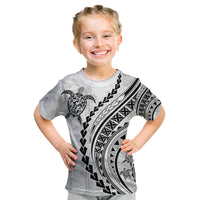 Polynesian Pride Kid T Shirt Turtle Hibiscus Luxury Style - White LT7 White - Polynesian Pride