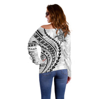Polynesian Pride Off Shoulder Sweater Turtle Hibiscus Luxury Style - White LT7 - Polynesian Pride